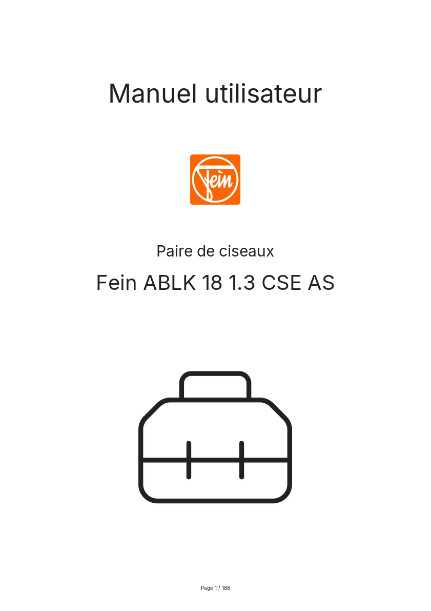 Image de la première page du manuel de l'appareil ABLK 18 1.3 CSE AS