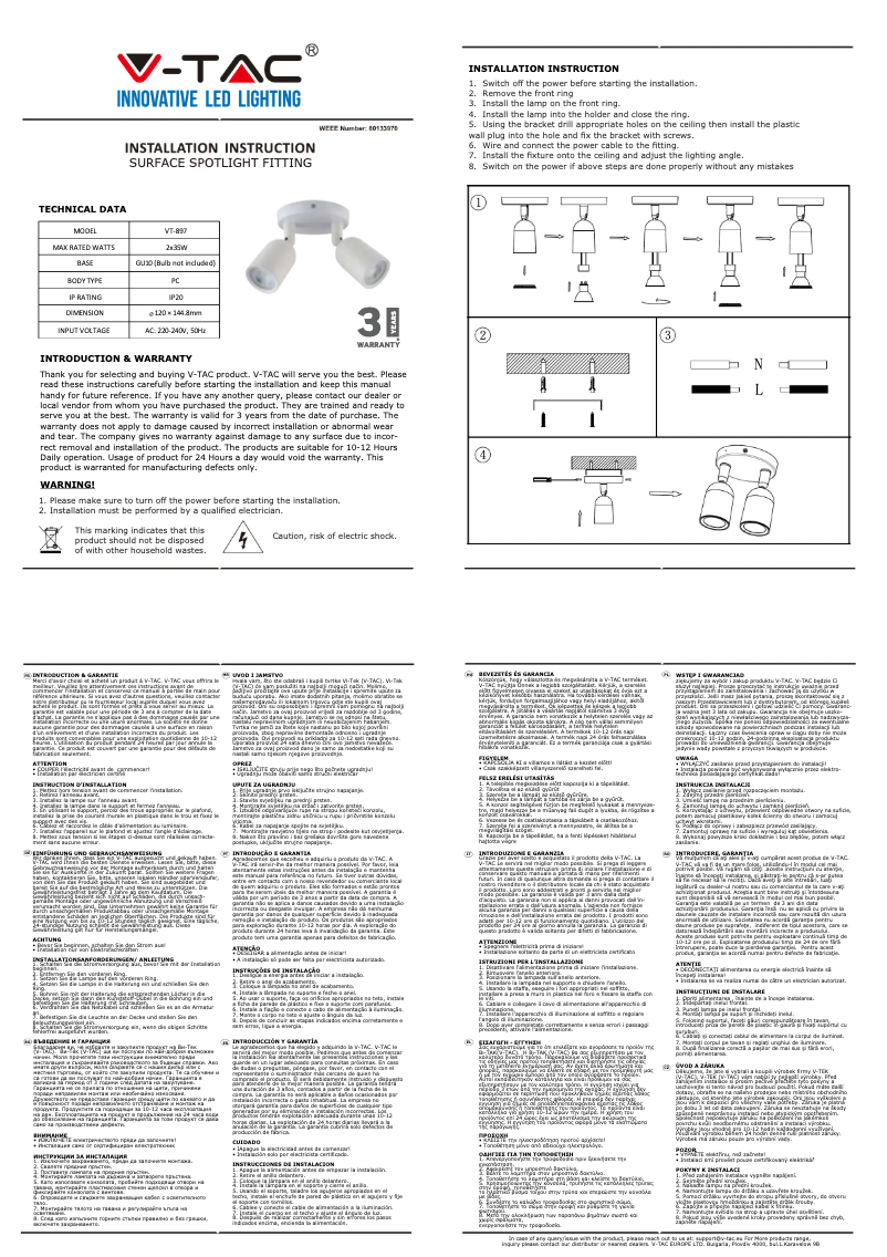Page n°1 - Manuel utilisateur V-TAC VT-897