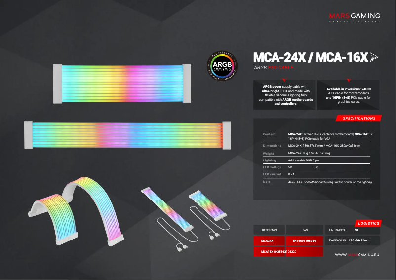 Page 1 de la notice Fiche technique Mars Gaming MCA-16X