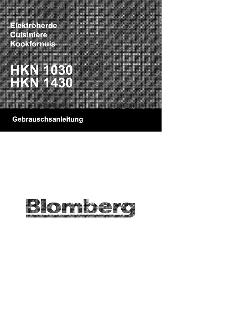 Page n°1 - Manuel utilisateur Blomberg HKN 1030
