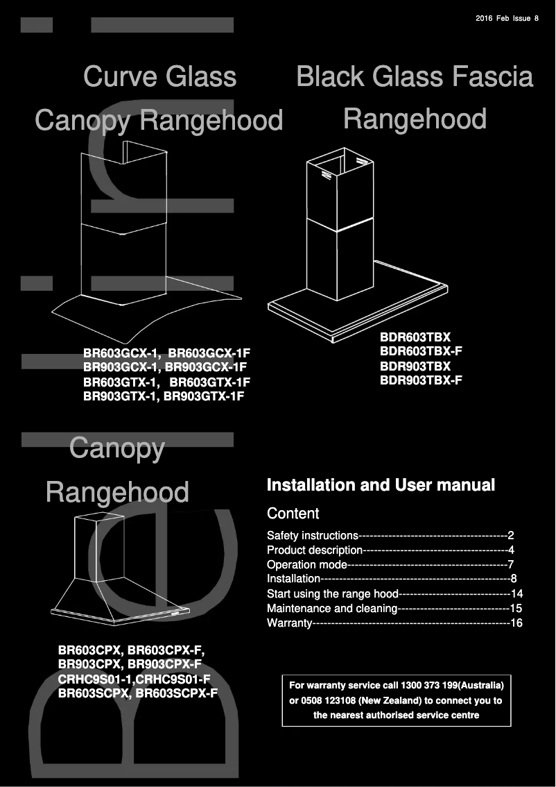 Page n°1 - Manuel utilisateur Bellini CRHC9S01-F