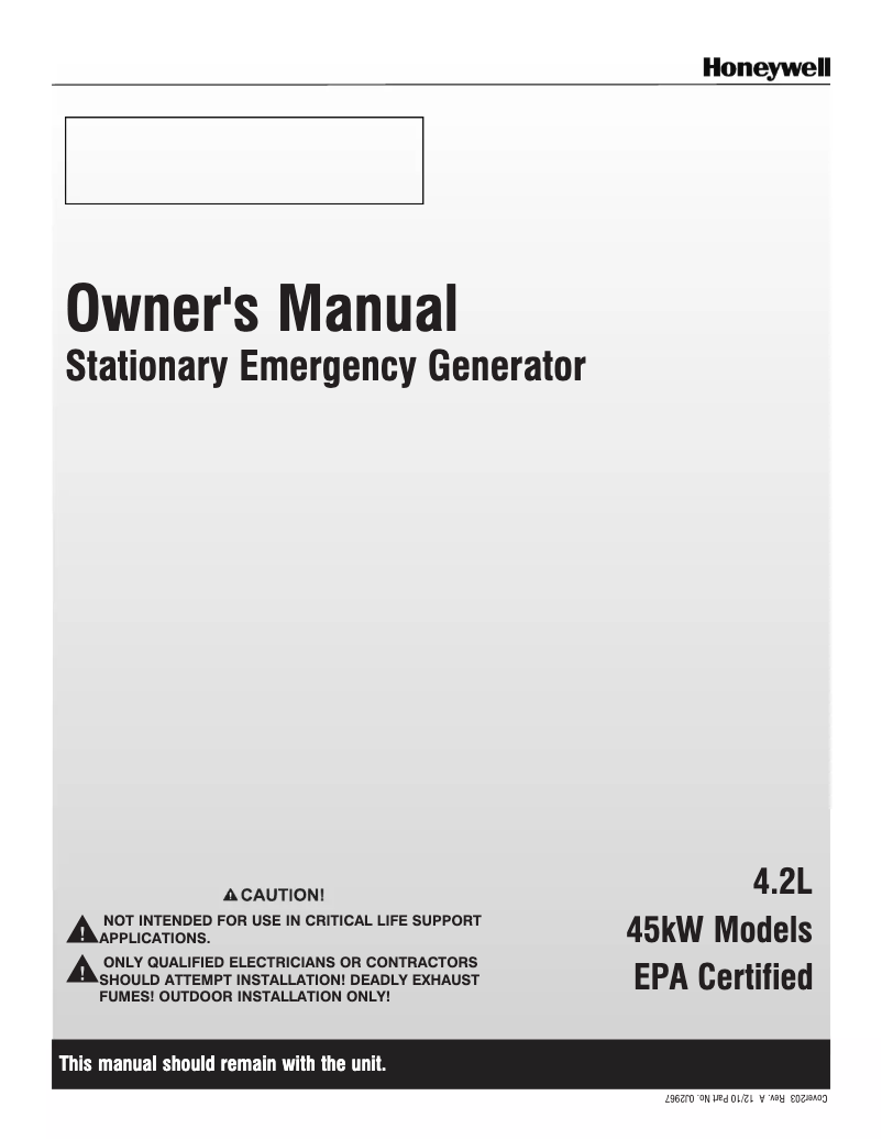 Page n°1 - Manuel utilisateur Honeywell HG04854