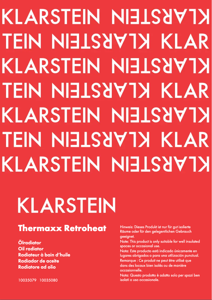 Image de la première page du manuel de l'appareil Thermaxx Retroheat