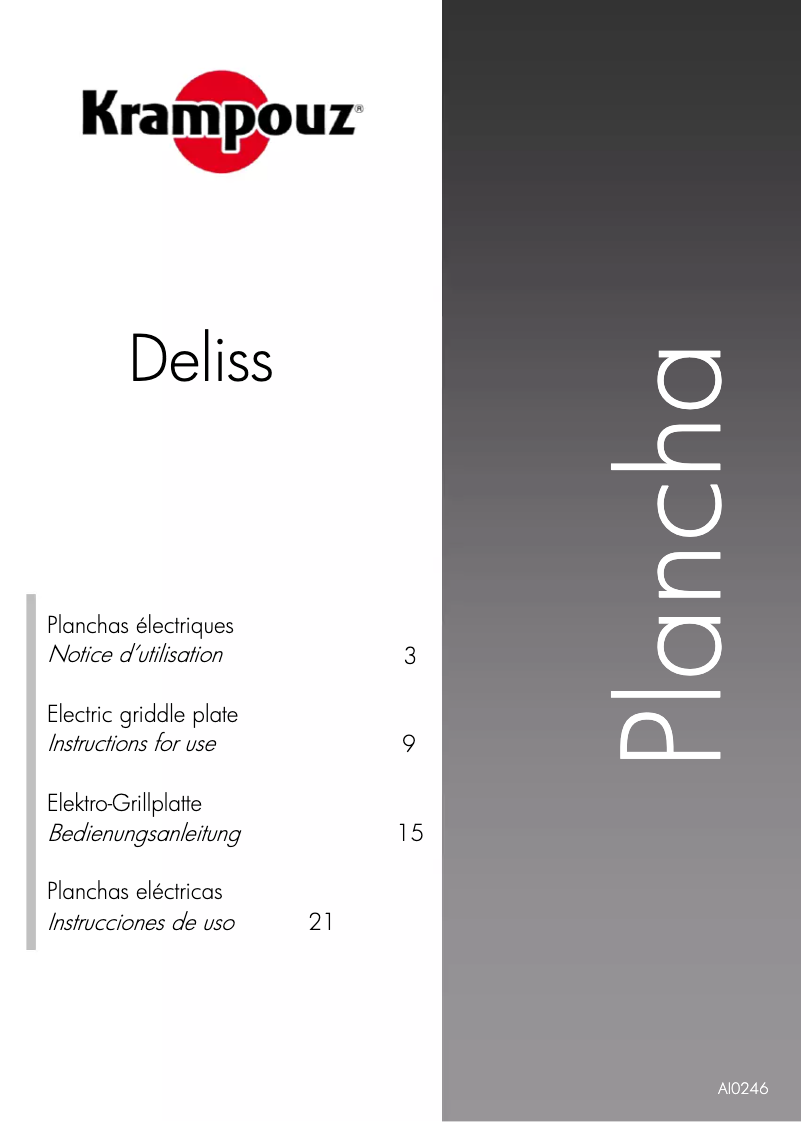 Image de la première page du manuel de l'appareil Deliss plancha