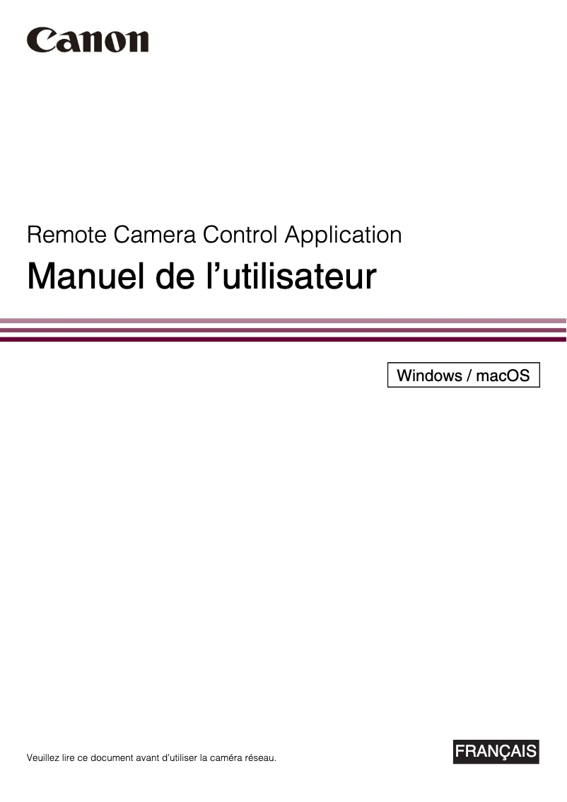 Page 1 de la notice Manuel utilisateur Canon CR-N300