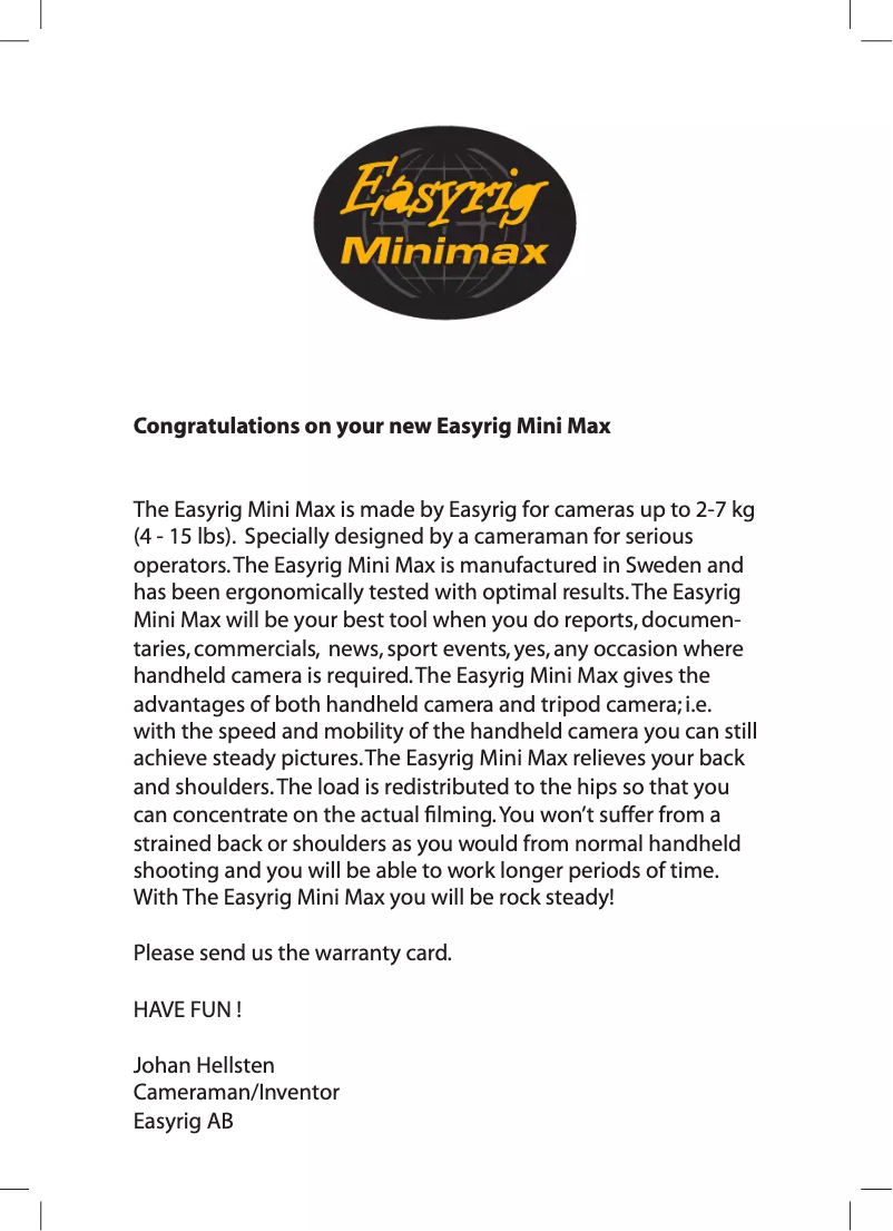 Image de la première page du manuel de l'appareil Minimax