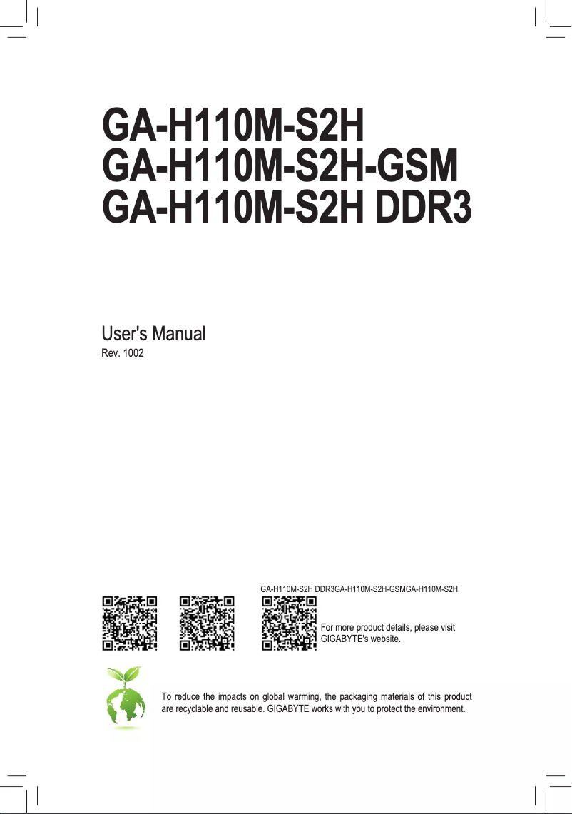 Image de la première page du manuel de l'appareil GA-H110M-S2H-GSM