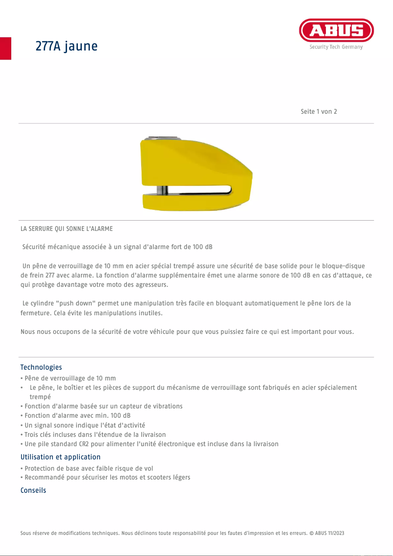 Image de la première page du manuel de l'appareil 277A