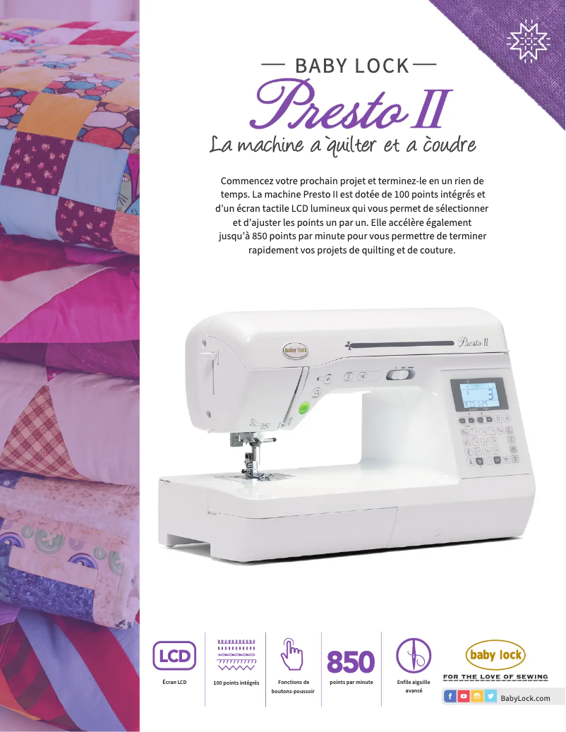 Page n°1 - Fiche technique Baby Lock Presto II