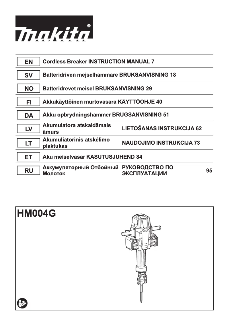 Page n°1 - Manuel utilisateur Makita HM002G
