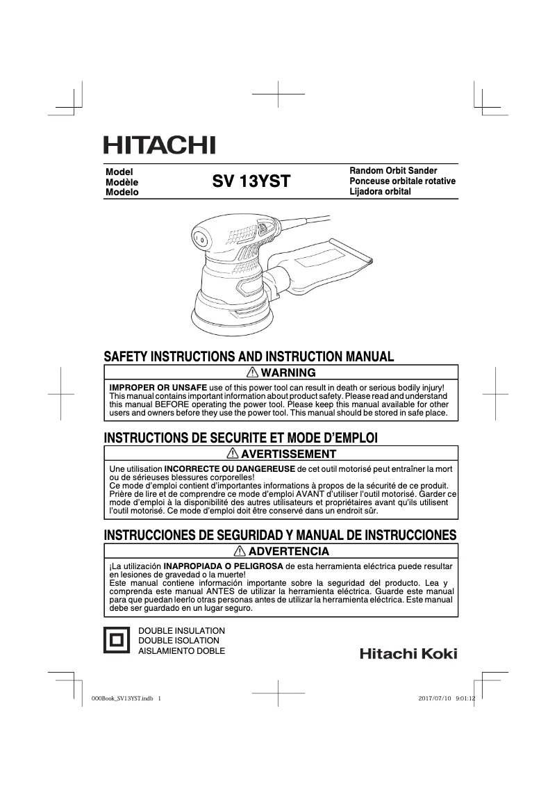 Page 1 de la notice Manuel utilisateur Hitachi SV13YST