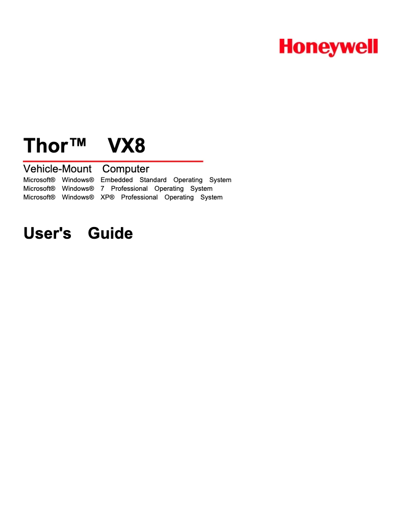 Page n°1 - Manuel utilisateur Honeywell Thor VX8