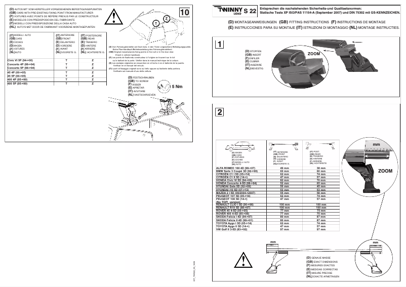 Page 1 de la notice Manuel utilisateur Twinny Load S 22