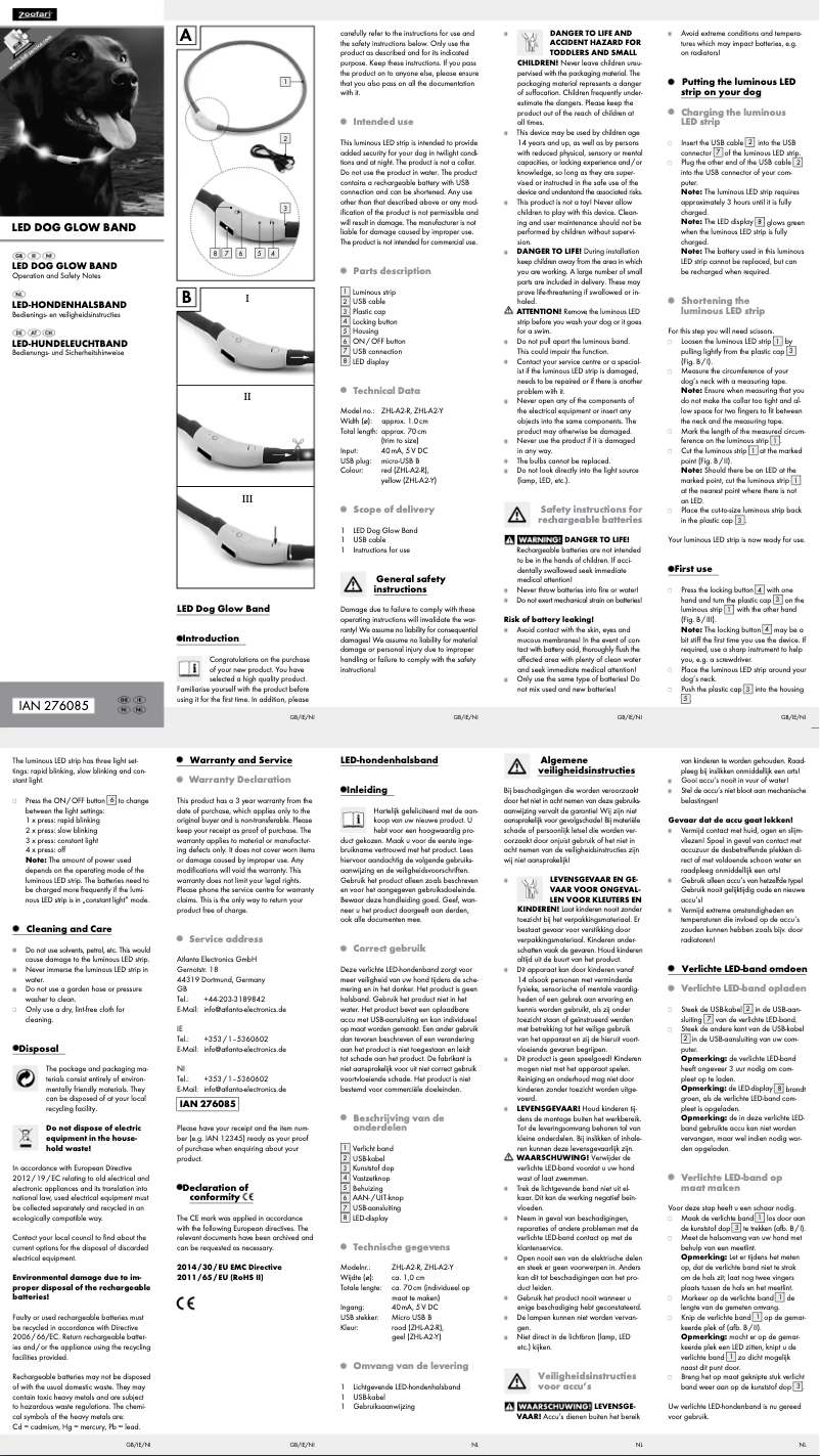 Page 1 de la notice Manuel utilisateur Zoofari IAN 276085