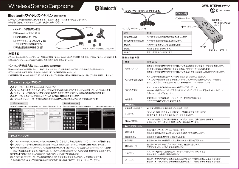Page n°1 - Manuel utilisateur Owltech OWL-BTEP05