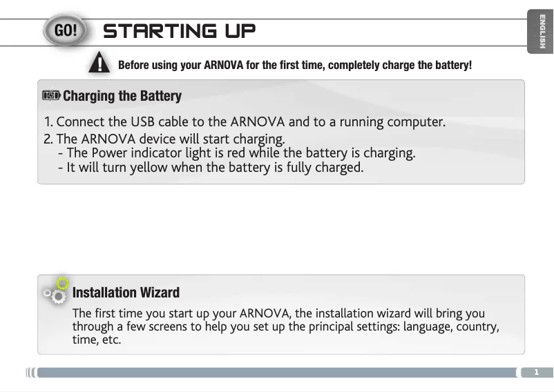 Image de la première page du manuel de l'appareil Arnova Gbook