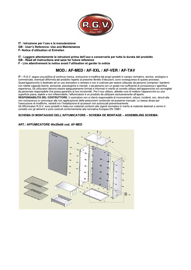 Page 1 de la notice Manuel utilisateur RGV AF-TAV