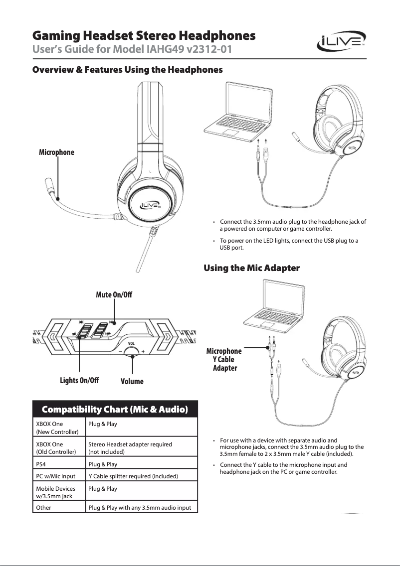 Page 1 de la notice Manuel utilisateur iLive IAHG49