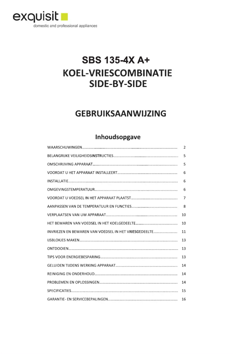 Page 1 de la notice Manuel utilisateur Exquisit SBS135-4XA+