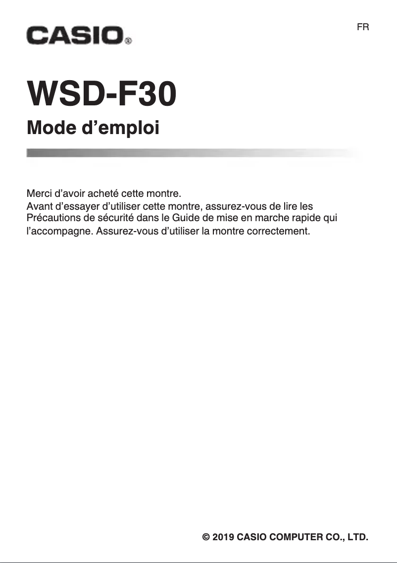 Page n°1 - Manuel utilisateur Casio Pro Trek Smart WSD-F30
