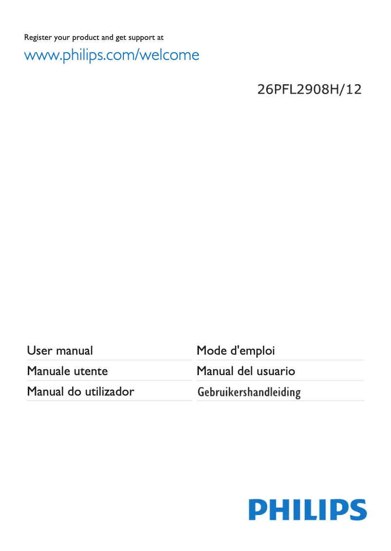 Page 1 de la notice Manuel utilisateur Philips 26PFL2908H