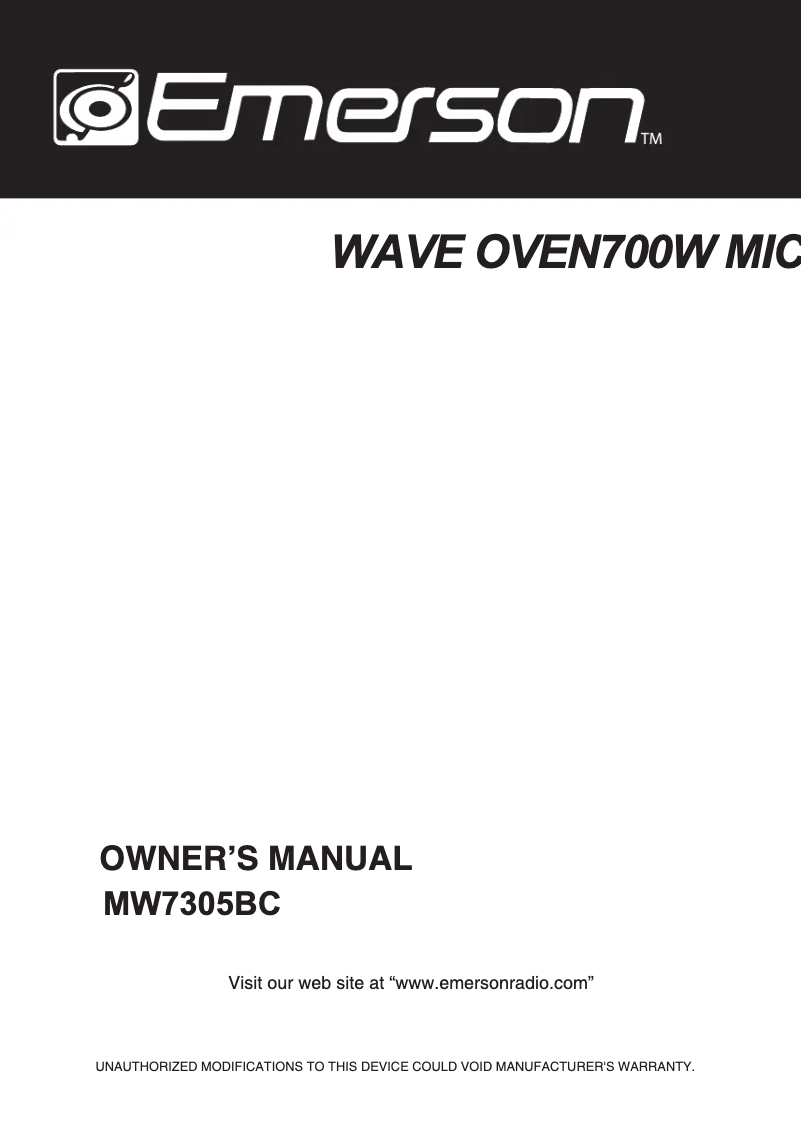 Page n°1 - Manuel utilisateur Emerson MW7305BC