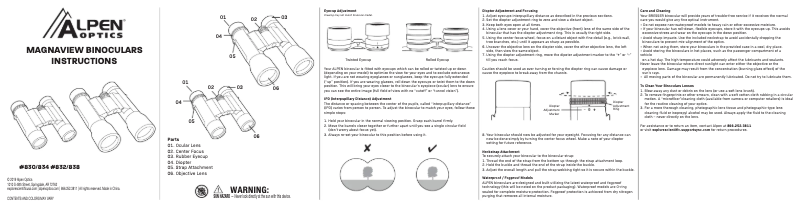 Page 1 de la notice Manuel utilisateur Alpen Optics MagnaView