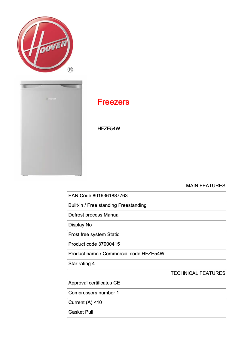 Image de la première page du manuel de l'appareil HFZE54W
