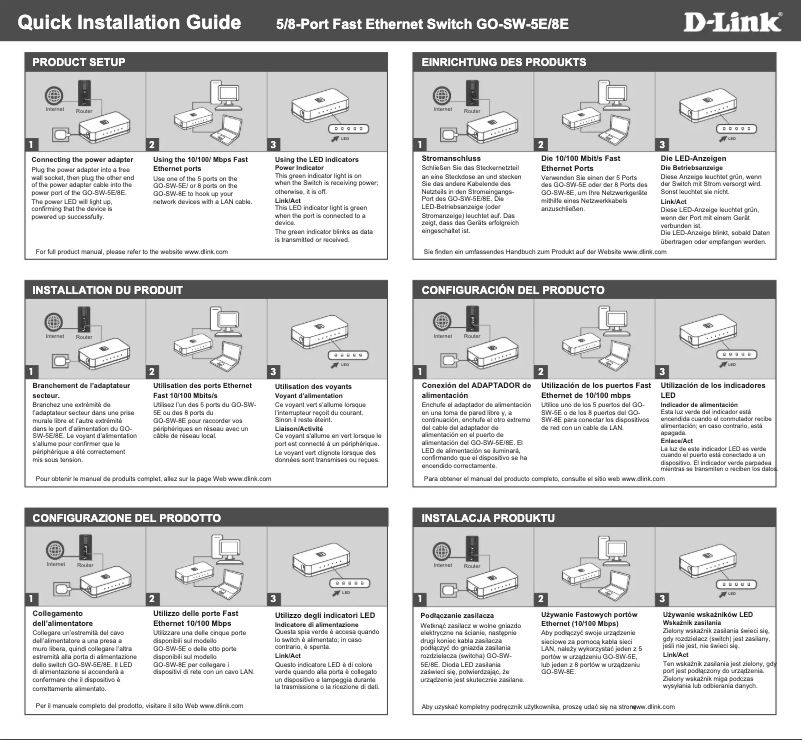 Page 1 de la notice Manuel utilisateur D-Link GO-SW-8E