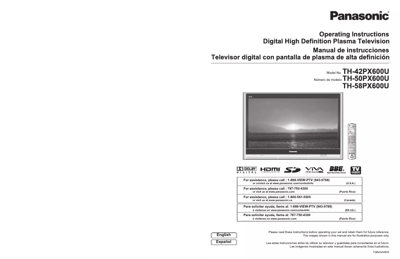 Página 1 del manual Manual de usuario Panasonic Viera TH-50PX600