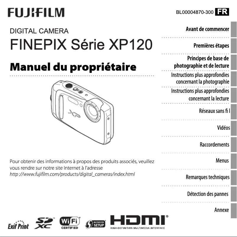 Page n°1 - Manuel utilisateur Fujifilm FinePix XP120