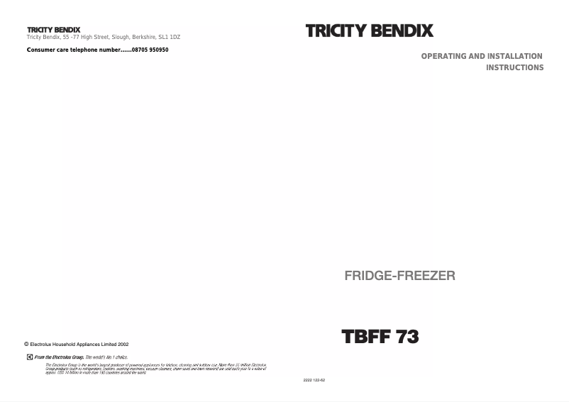 Image de la première page du manuel de l'appareil TBFF73