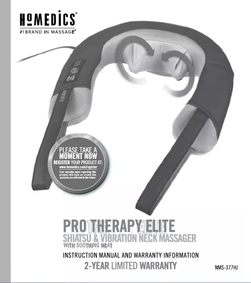 Page 1 de la notice Manuel utilisateur Homedics NMSQ-217HJ