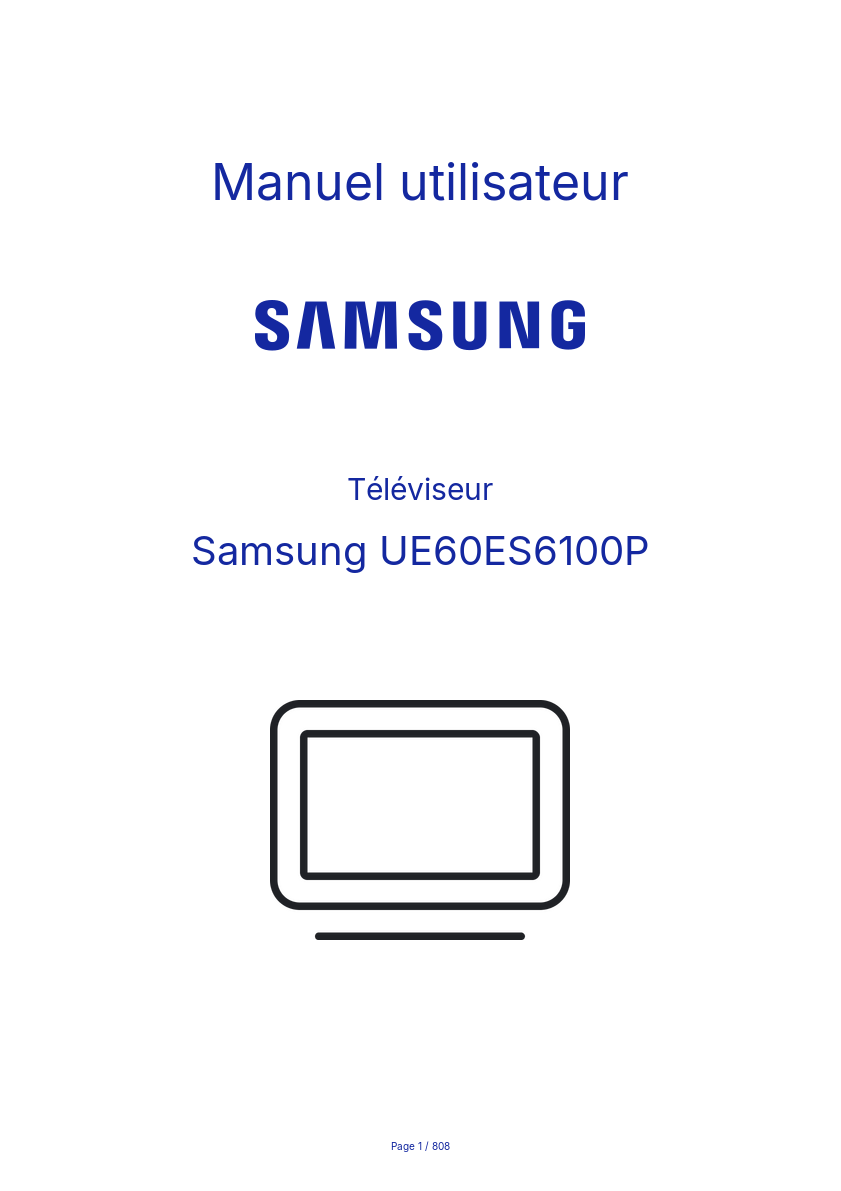 Page n°1 - Manuel utilisateur Samsung UE60ES6100P