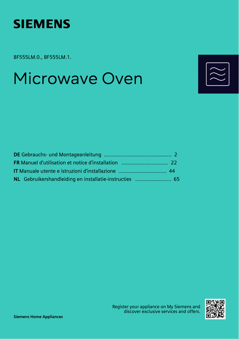 Page n°1 - Manuel utilisateur Siemens iQ500 BF555LMS0