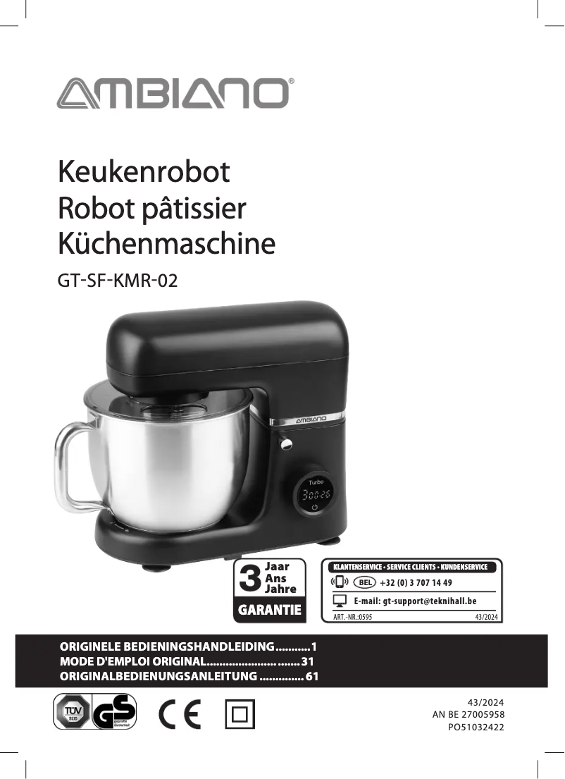 Page 1 de la notice Manuel utilisateur Ambiano GT-SF-KMR-02