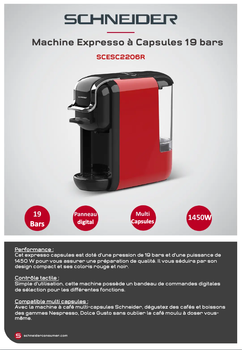 Page 1 de la notice Fiche technique Schneider SCESC2206R