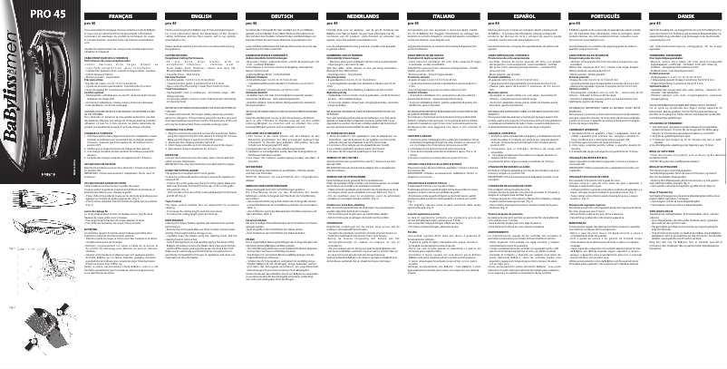 Page 1 de la notice Manuel utilisateur BaByliss E950E Pro 45