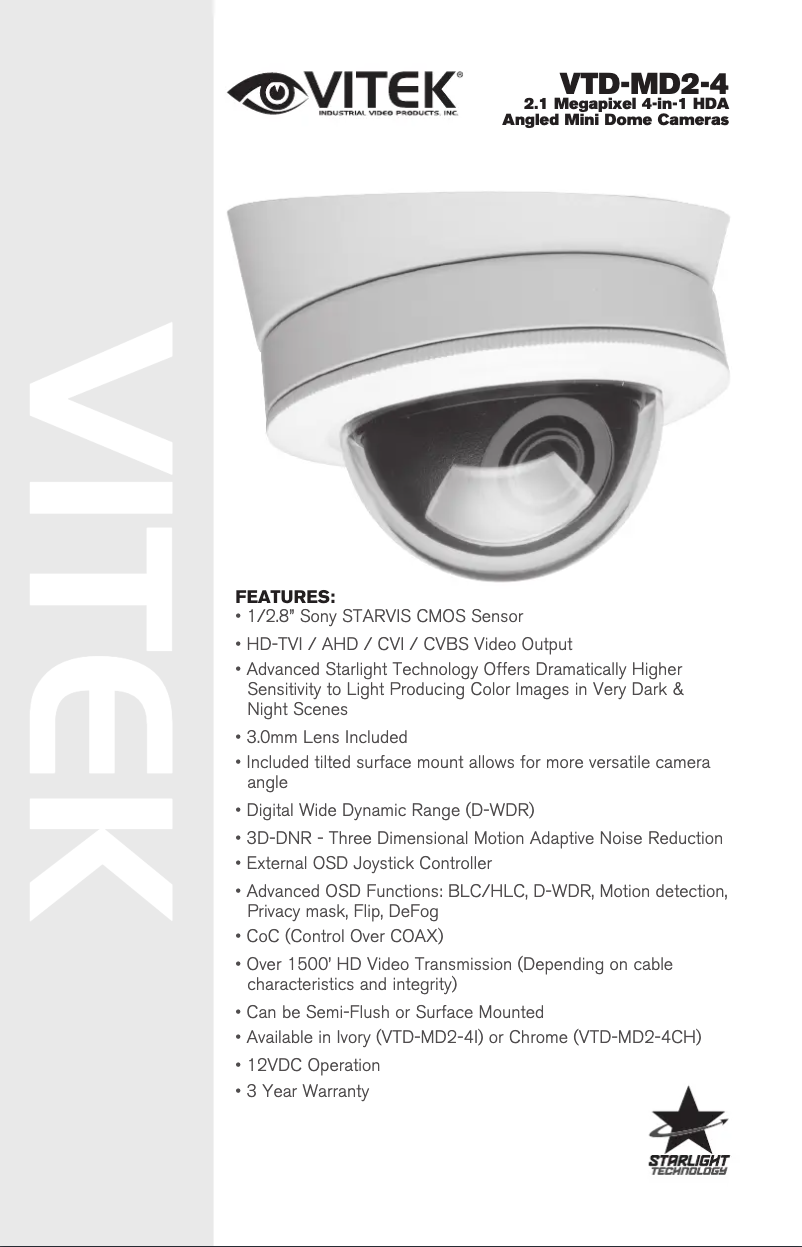 Page n°1 - Manuel utilisateur Vitek VTD-MD2-4I