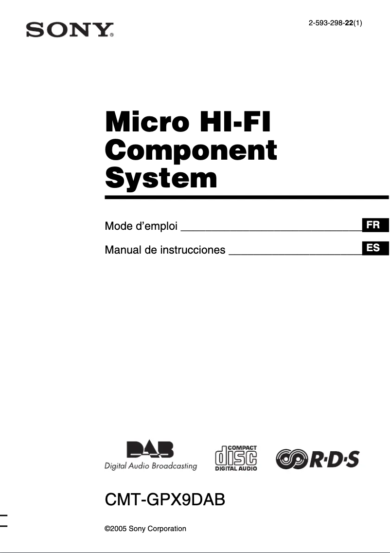 Image de la première page du manuel de l'appareil CMT-GPX9DAB
