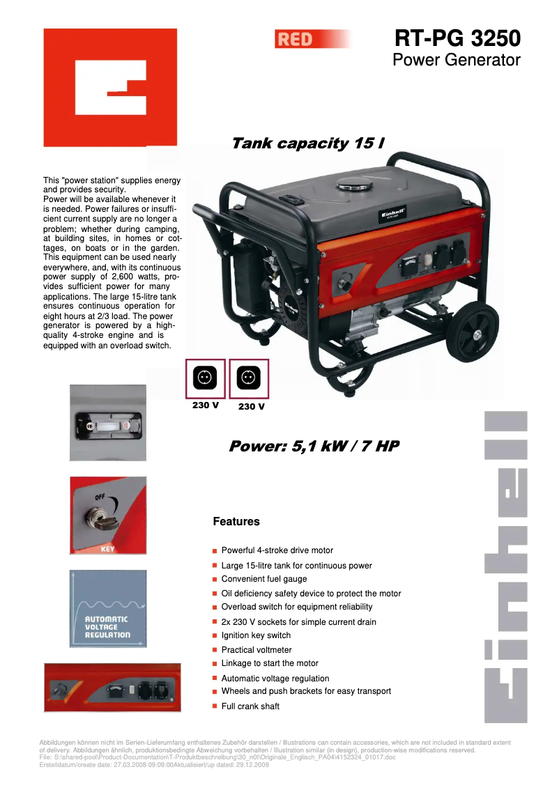 Page n°1 - Manuel utilisateur Einhell RT-PG 3250