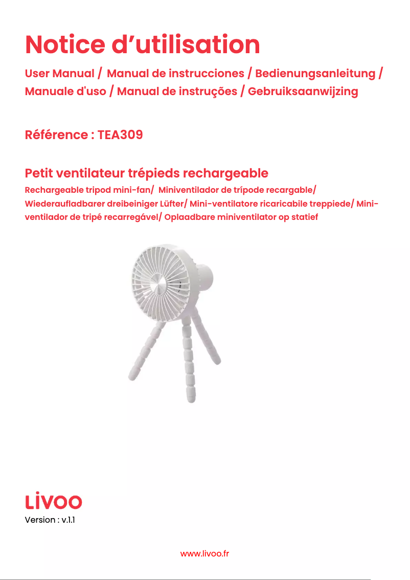 Page n°1 - Manuel utilisateur Livoo TEA309