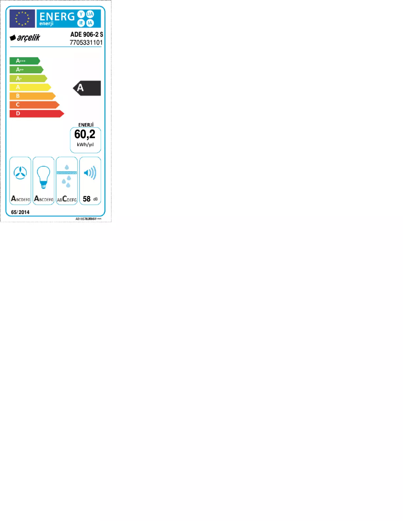 Page n°1 - Label énergétique Arçelik ADE 906-2 S