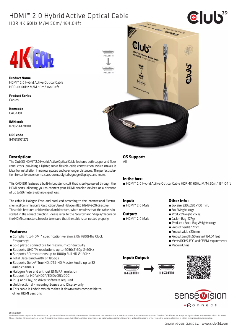 Page n°1 - Manuel utilisateur CLUB3D CAC-1391