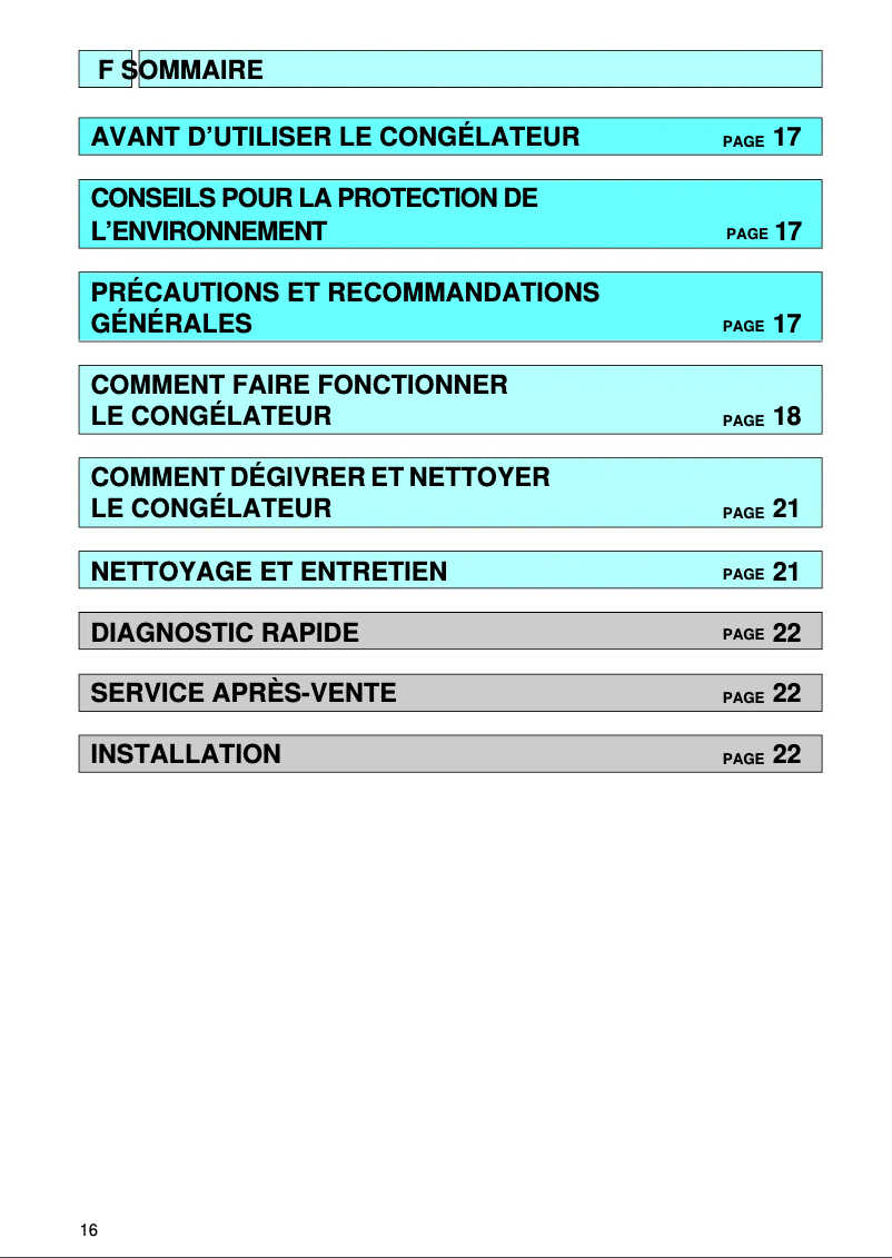Page 1 de la notice Manuel utilisateur Whirlpool AFG 350