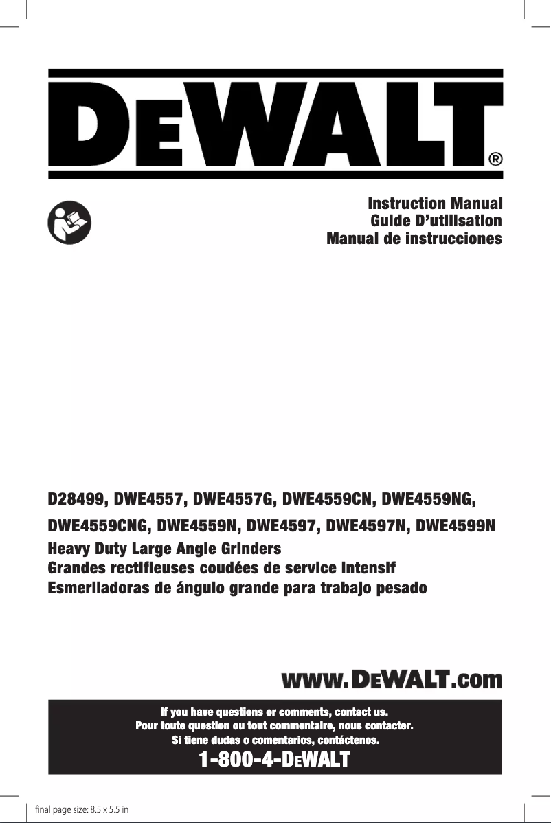 Page n°1 - Manuel utilisateur DeWalt DWE4597