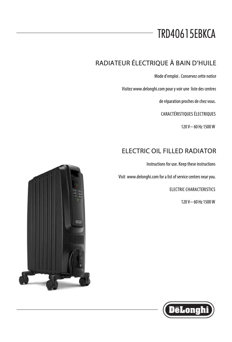 Page n°1 - Manuel utilisateur DeLonghi Dragon 4 Pro TRD40615E