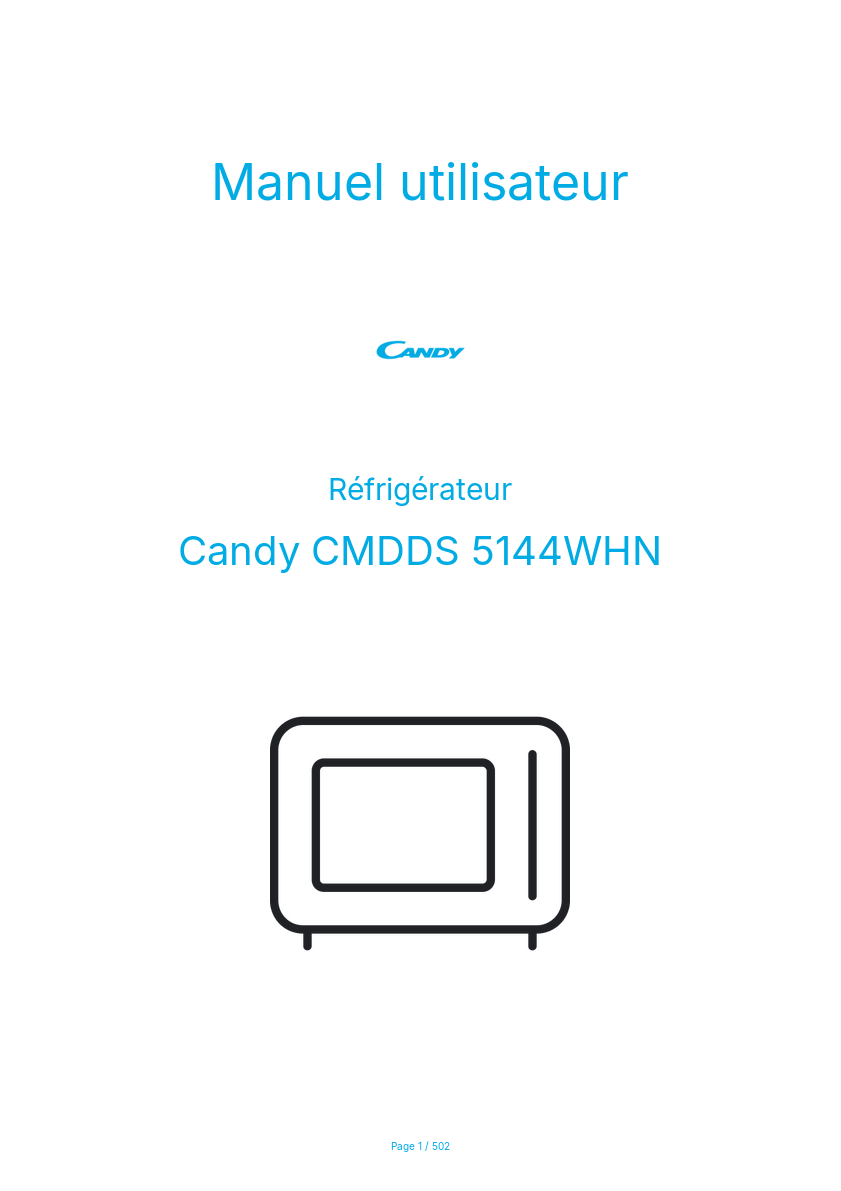 Page n°1 - Manuel utilisateur Candy CMDDS 5144WHN