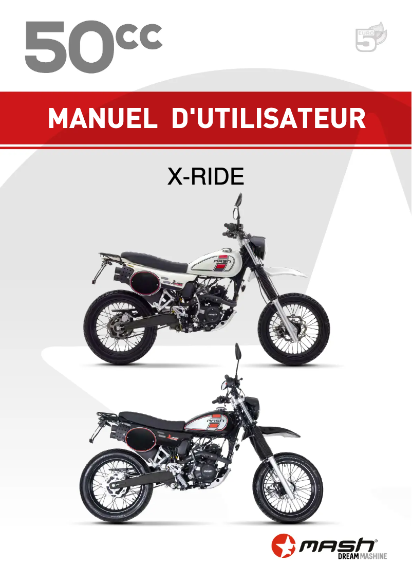 Page 1 de la notice Manuel utilisateur Mash X-Ride 50cc (2022)