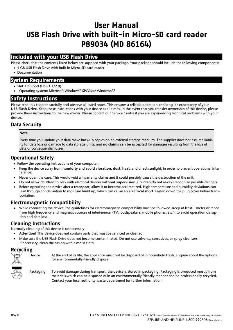 Página 1 del manual Manual de usuario Medion P89034 (MD 86164)